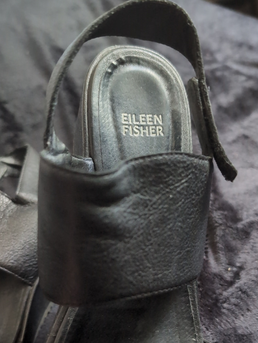 Eileen Fisher Black Leather Slingback Sandals